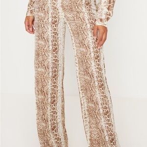 NWT Snake Print Cream Wide Leg Pant
